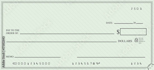 Blank Check with Open Space for Your Text