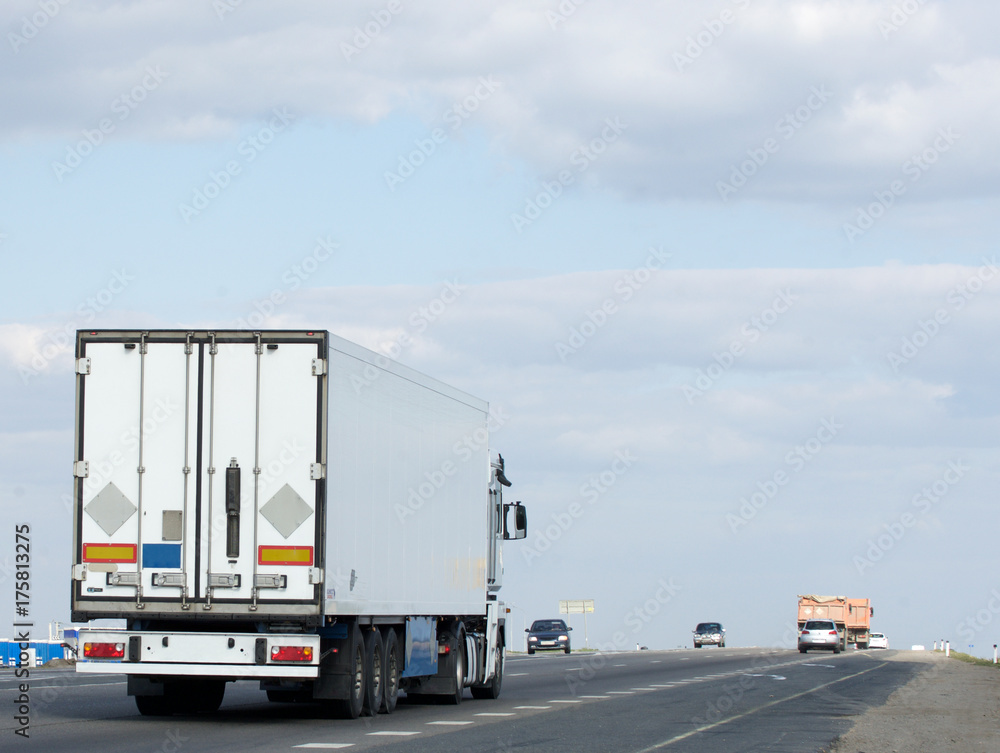 The truck on asphalt road