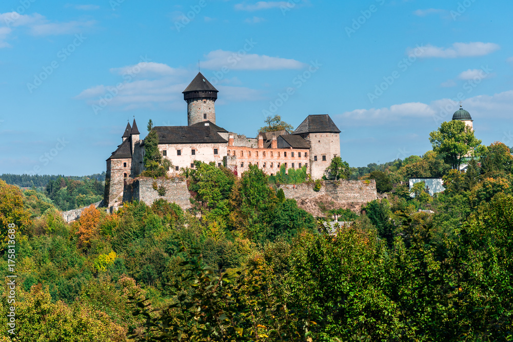 Sovinec - Gothic castle in central Europe in autumn landscape