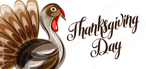 Happy Thanksgiving Day greeting card with abstract turkey