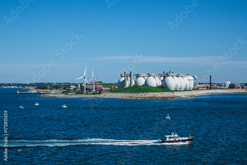 Fishing Boat Past Boston Water Treatment Plant