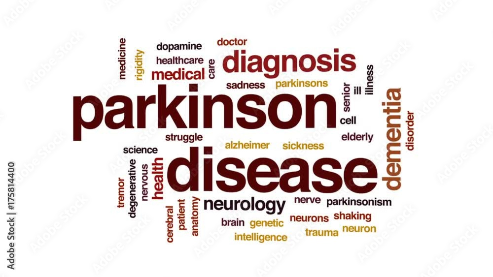 Parkinson disease animated word cloud, text design animation. Parkinson disease animated word cloud, text design animation.