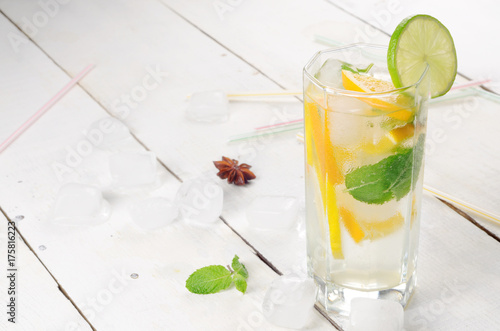 Lime and Orange Fruit Water with ice photo