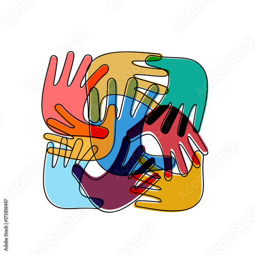 Vector sign teamwork, hands crossed