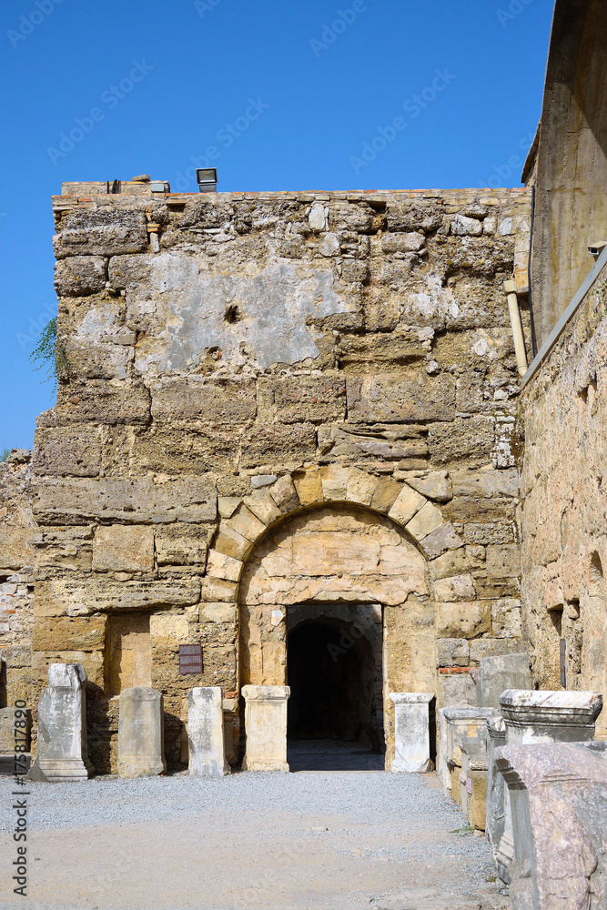 An ancient entrance to the ancient city of Side before the Roman era.