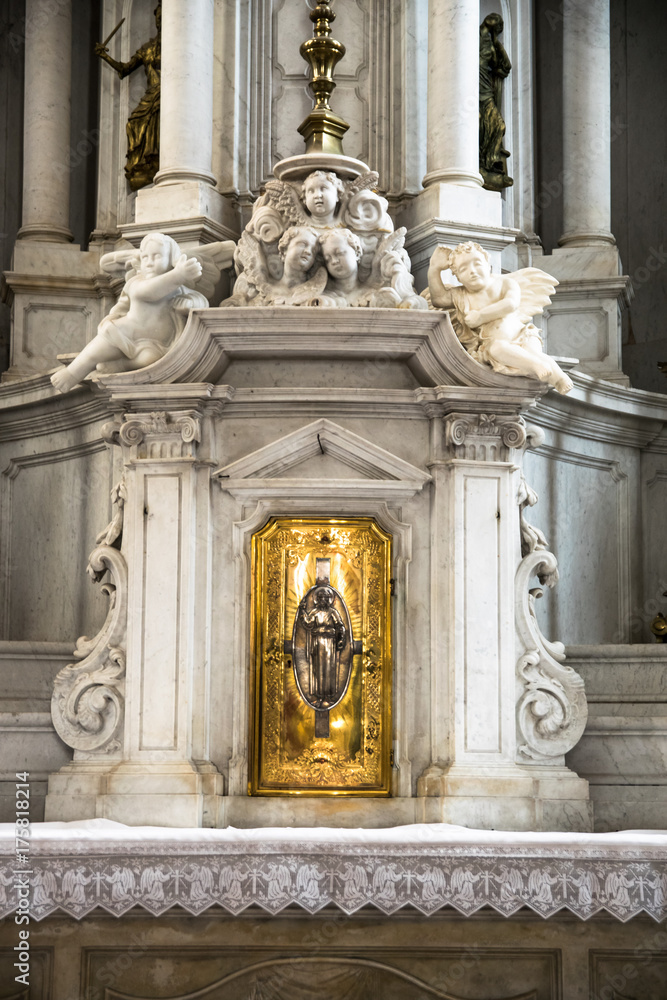 Detail of a tabernacle in a Catholic church.
