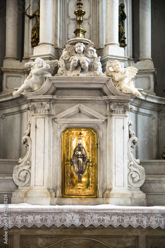 Detail of a tabernacle in a Catholic church.