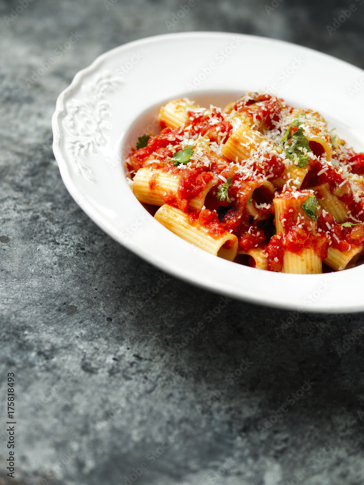 rustic italian rigatoni pasta in tomato sauce rustic italian rigatoni pasta in tomato sauce