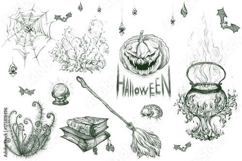 A set of objects for Halloween.