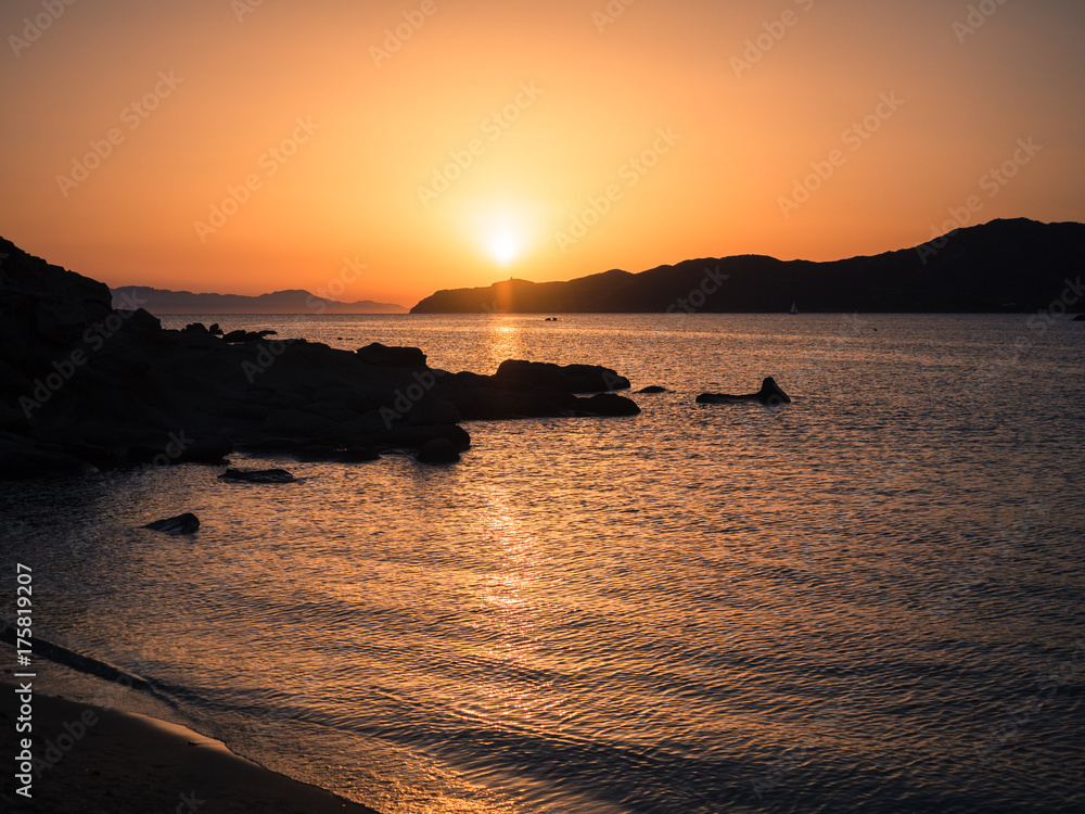 The sun sets over the sea in the wonderful Sardinia. The sun sets over the sea in the wonderful Sardinia.