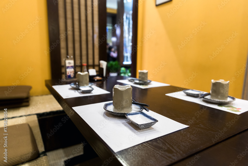 Large table in japanese restaurant Large table in japanese restaurant