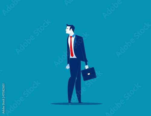 Businessman heading in opposite direction to bottom half. Concept business vector illustration.