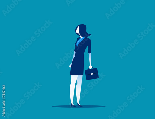 Businesswoman heading in opposite direction to bottom half. Concept business vector illustration.