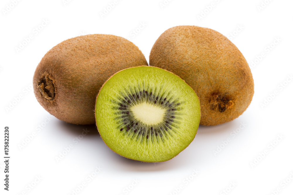 Kiwi fruit and sliced isolated on white background. Kiwi fruit and sliced isolated on white background.