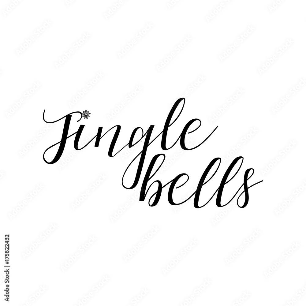 Jingle Bells hand lettering inscription to winter holiday greeting card, Christmas banner calligraphy text quote, vector illustration Jingle Bells hand lettering inscription to winter holiday greeting card, Christmas banner calligraphy text quote, vector illustration
