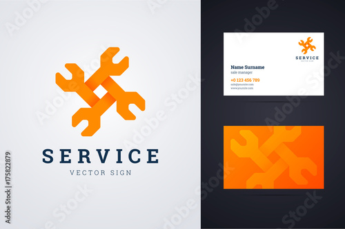 Auto repair service logo and business card template.