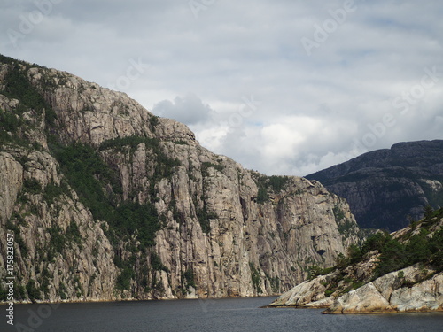 Norwegian fjord with steep rocks