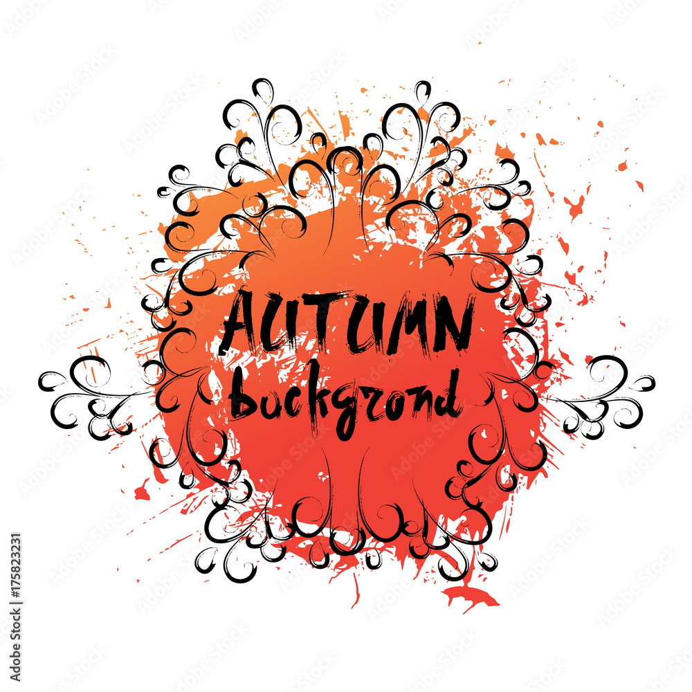 Obraz premium Autumn Background Orange Paint Splash On White Background Grunge Retro Style Vector Illustration
