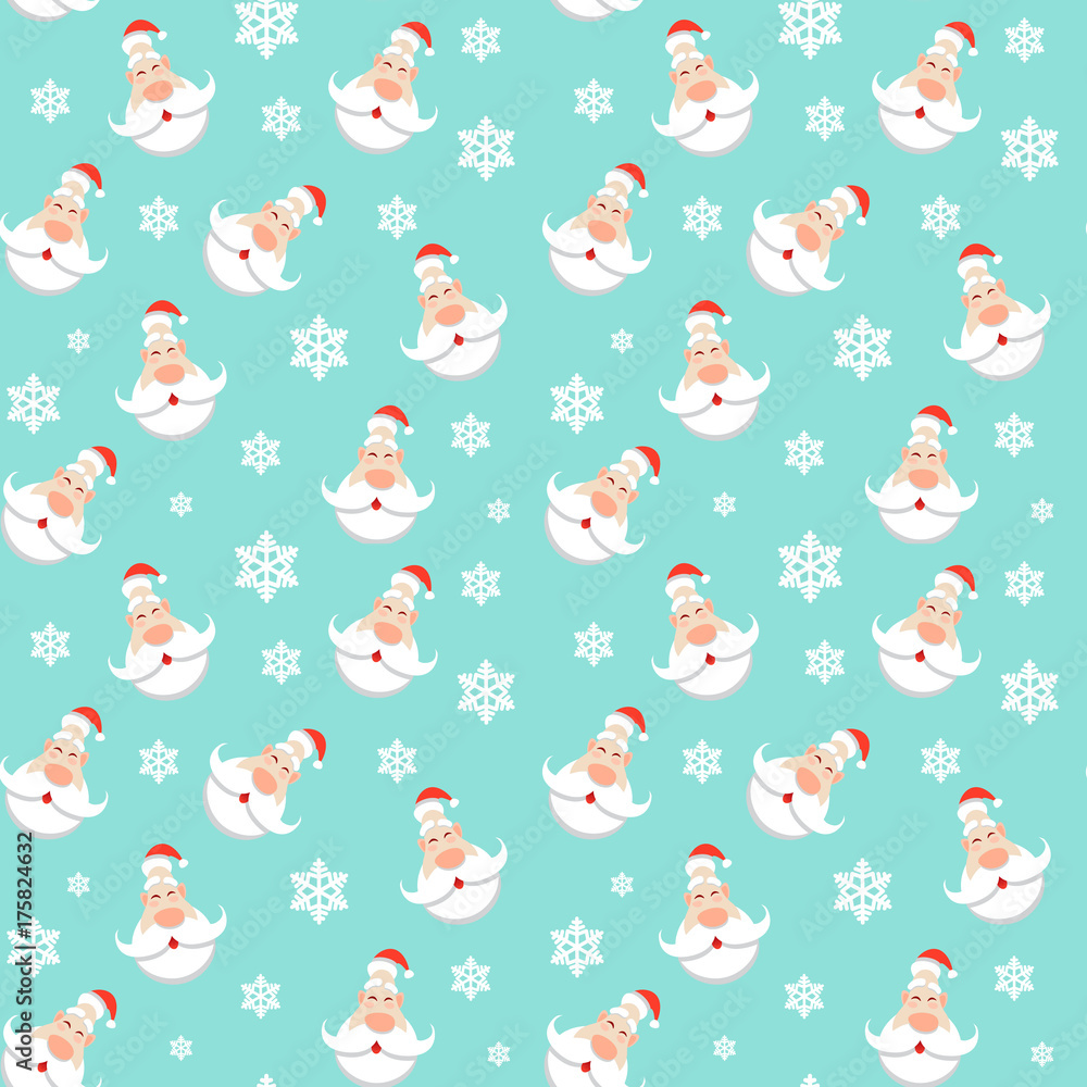 Fototapeta Snowflakes And Snowman Seamless Pattern Winter Ornament Background Concept Illustration