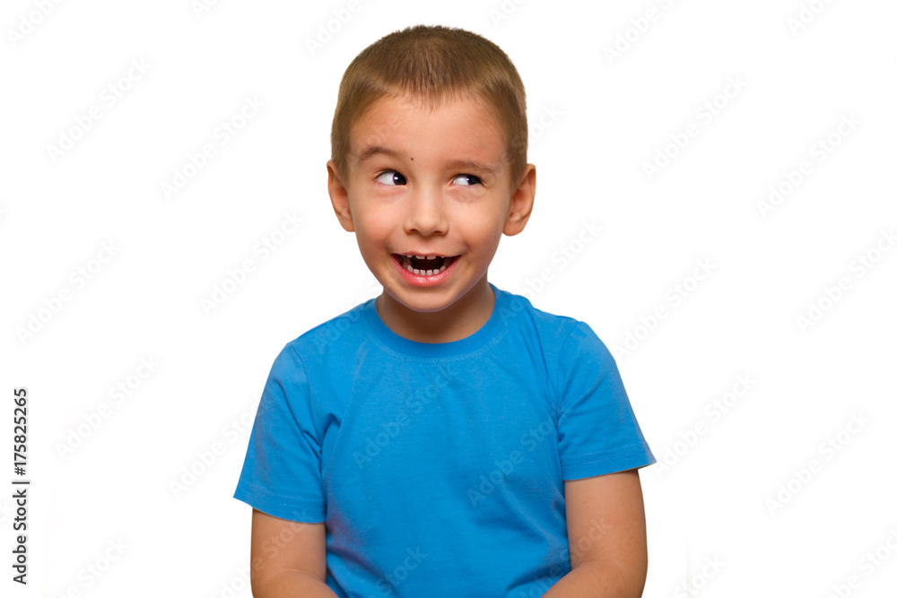 Portrait of a beautiful cheerful child on a white background Portrait of a beautiful cheerful child on a white background