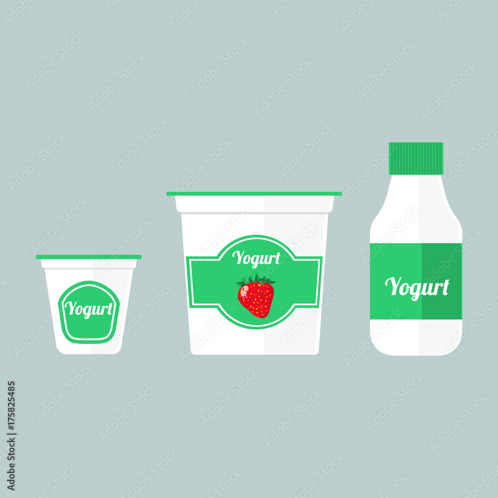 Colorful illustration of packaging yogurt Colorful illustration of packaging yogurt