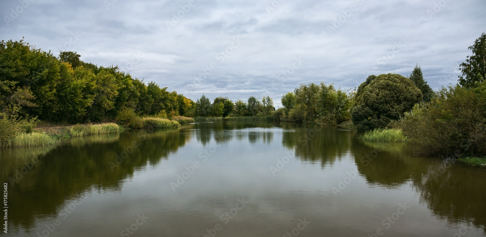 Lake in the park in autumn