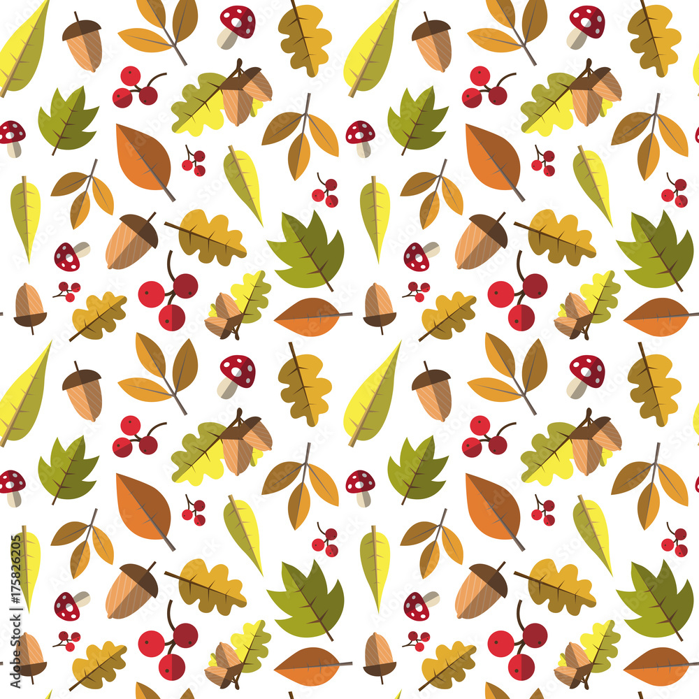 Autumn Seamless Pattern Background Yellow Leaves Ornament Fall Season Flat Vector Illustration Autumn Seamless Pattern Background Yellow Leaves Ornament Fall Season Flat Vector Illustration