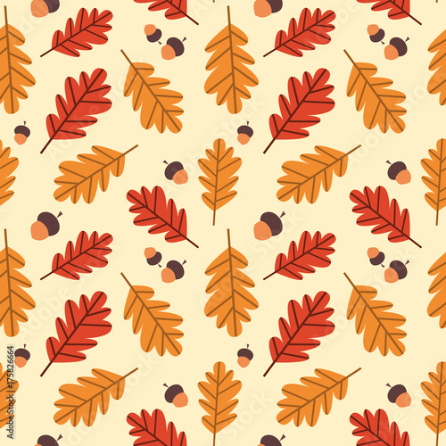 Autumn Seamless Pattern Background Yellow Oak Leaves