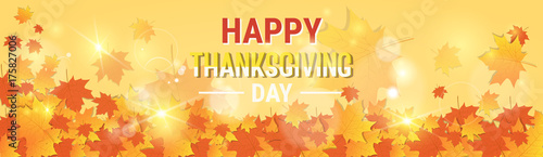 Happy Thanksgiving Day Autumn Traditional Holiday Greeting Card Flat Vector Illustration