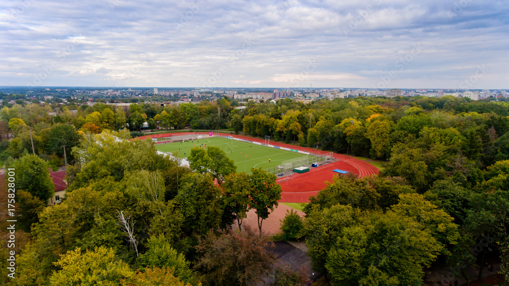 Aerial view of the football field.