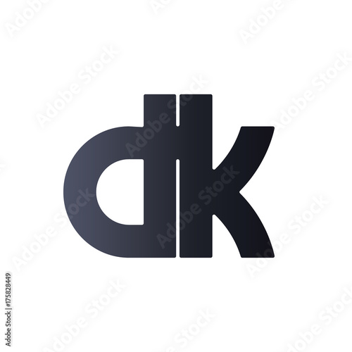 dk D K Black Initial Letter Logo design. bold monogram logo.