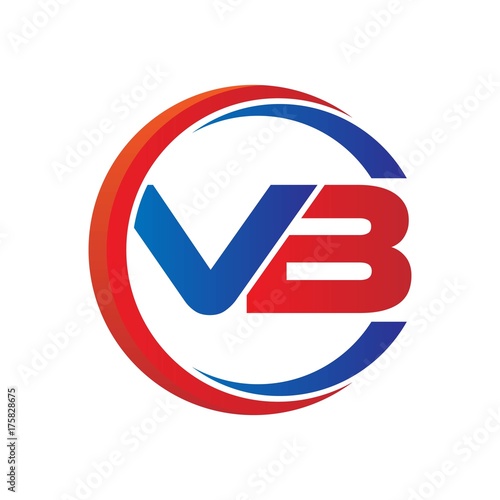 vb logo vector modern initial swoosh circle blue and red photo