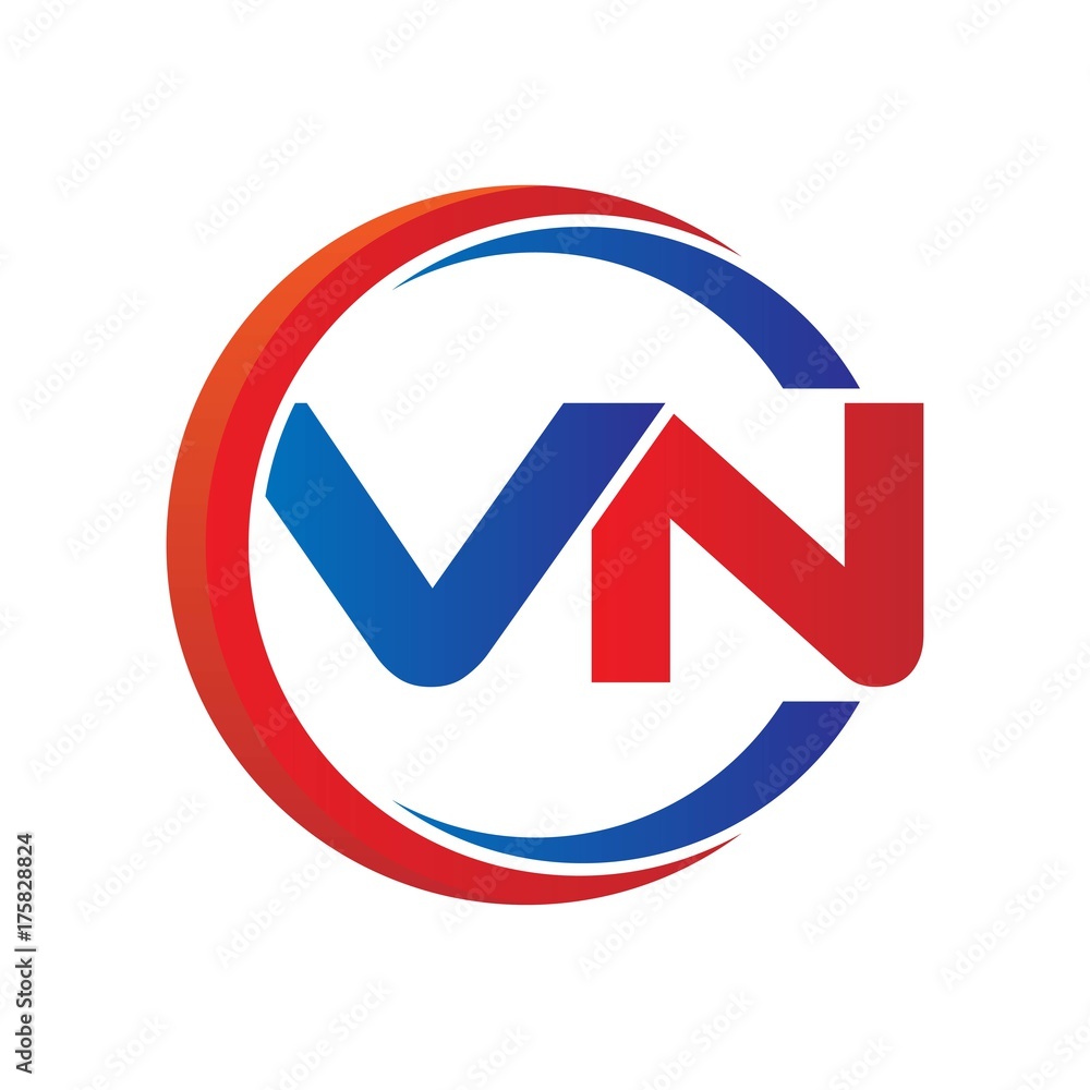 vn logo vector modern initial swoosh circle blue and red vn logo vector modern initial swoosh circle blue and red
