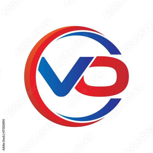 Free Download vo logo vector modern initial swoosh circle blue and red - GFXLoad