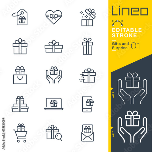Lineo Editable Stroke - Gifts and Surprise line icons
Vector Icons - Adjust stroke weight - Expand to any size - Change to any colour photo