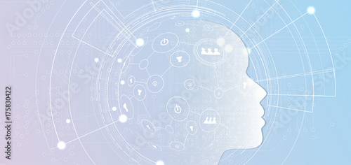 Artificial intelligence. Technology web background. Virtual concept