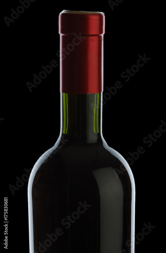 bottle with red wine isolated