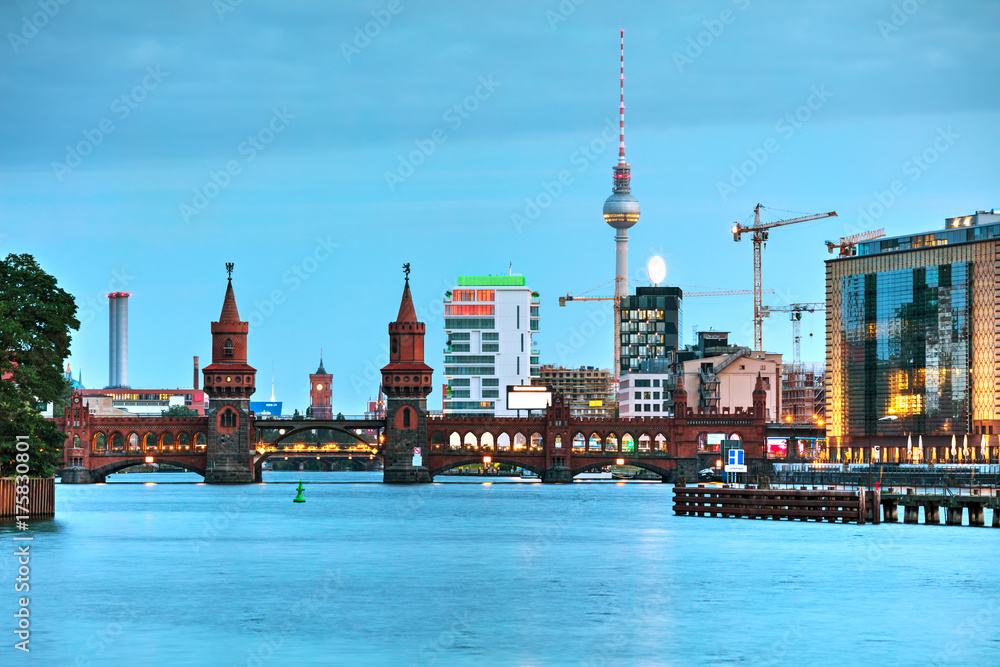 Berlin cityscape with Oberbaum bridge