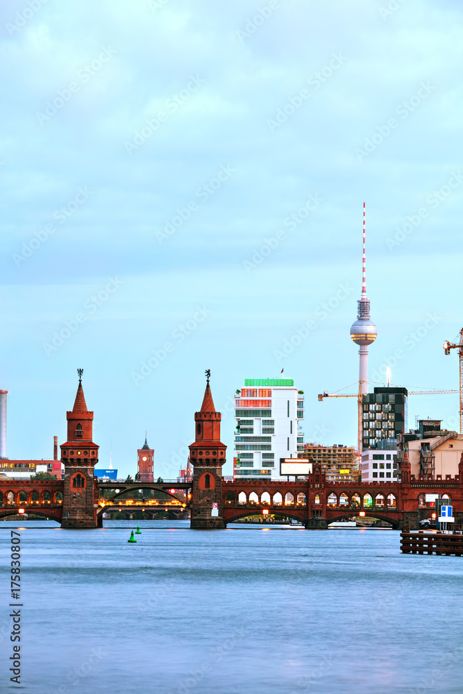 Berlin cityscape with Oberbaum bridge