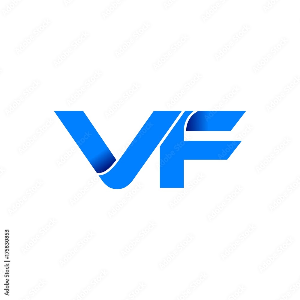 vf logo initial logo vector modern blue fold style vf logo initial logo vector modern blue fold style