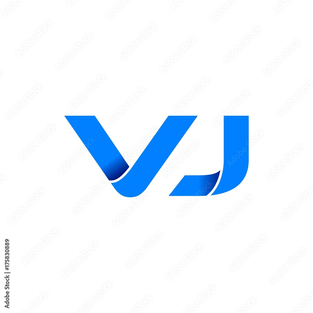 vj logo initial logo vector modern blue fold style vj logo initial logo vector modern blue fold style