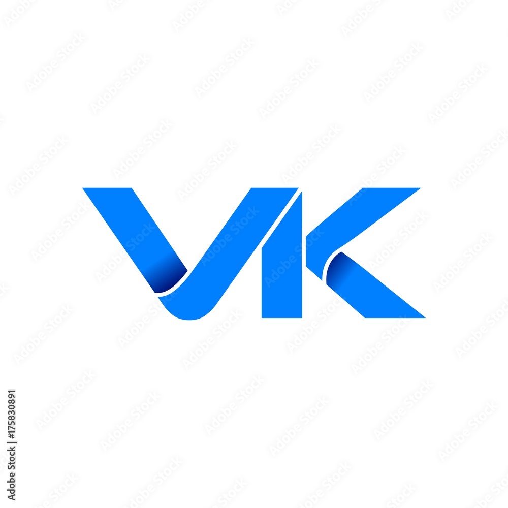 vk logo initial logo vector modern blue fold style vk logo initial logo vector modern blue fold style
