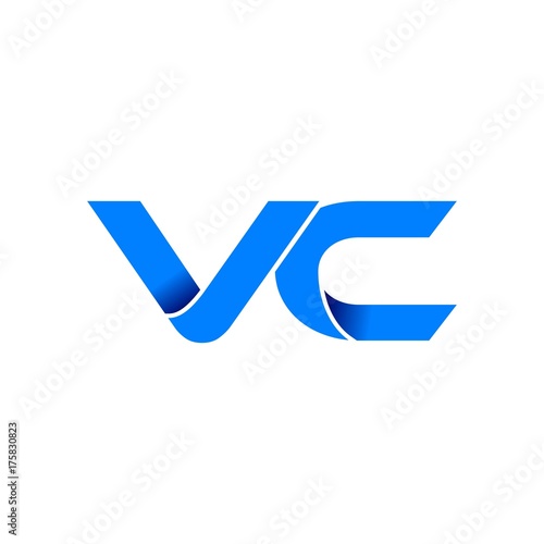 vc logo initial logo vector modern blue fold style