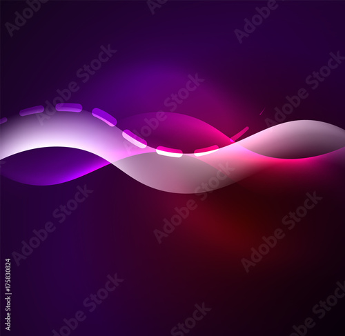 Vector glowing wave, smoke design wavy lines