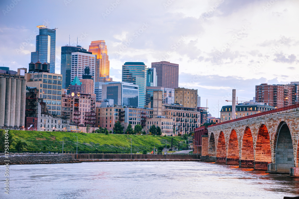 Downtown Minneapolis, Minnesota at night time
