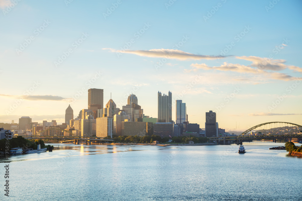 Fototapeta premium Pittsburgh cityscape with the Ohio river