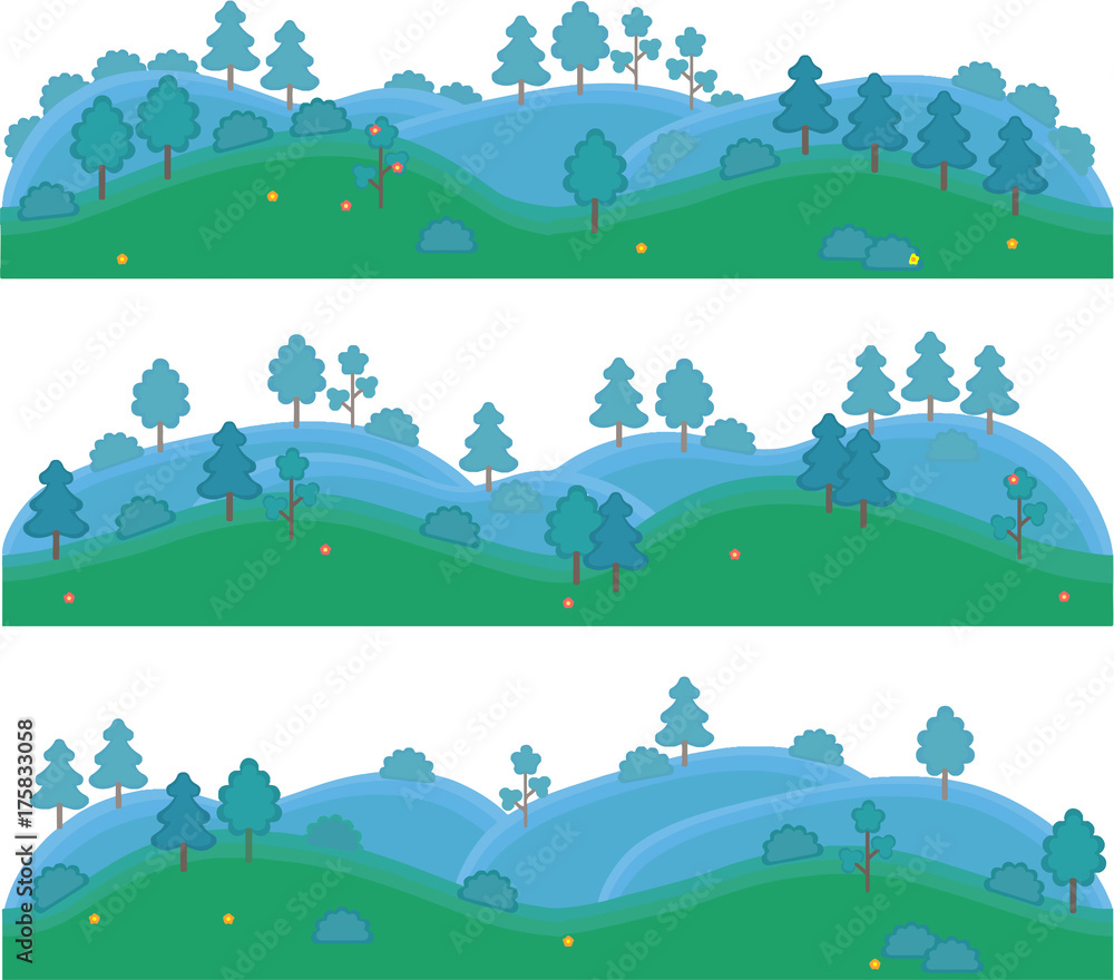 vector isolated art for games. Hills with trees and shrubs. vector isolated art for games. Hills with trees and shrubs.