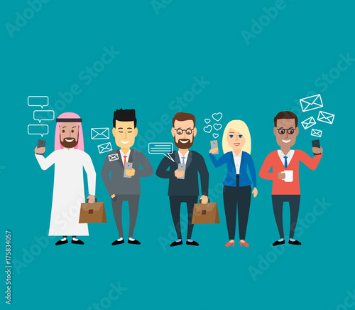 business people using smartphone and reading emails messages