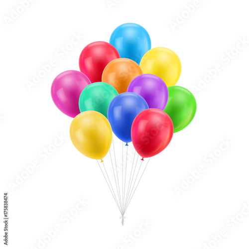Bundle colored balloons isolated. A bundle of colored balloons isolated for designers and illustrators. Bunch of balls in the form of a vector illustration photo