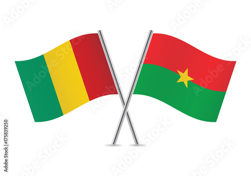 Guinea and Burkina Faso flags.Vector illustration.